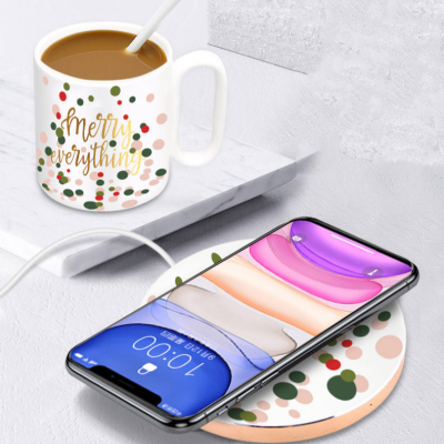 Universal Fantasy Qi Wireless Charger for Iphone Samsung Mobile Phone Warming Thermostat Cup Printing Wireless Charger